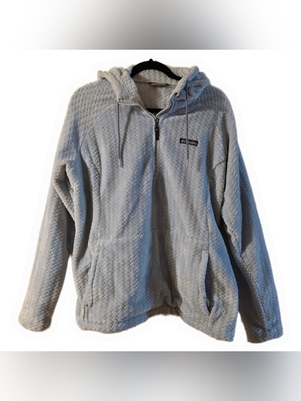 Columbia Light Blue Textured Plush Half-Zip Hoodie XL